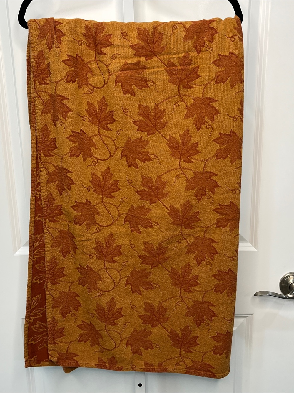 Autumn Leaf Pattern Orange Rectangular Tablecloth 57” x 78” Reversible